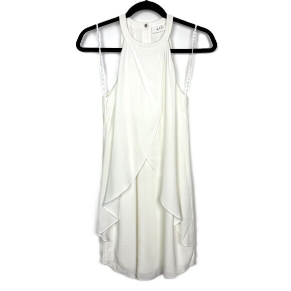 A.L.C. Easton Sleeveless Ruffle Overlay Mini Shift Dress Ivory Size 6 - Picture 2 of 10